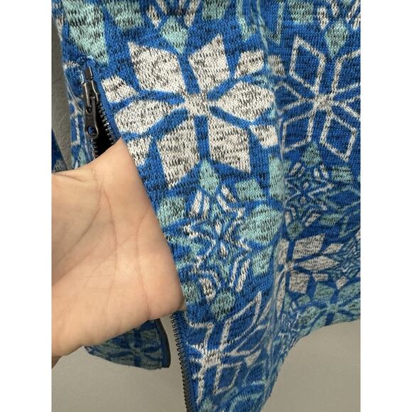 Talbots T by Talbots Nordic Blue Snowflakes‎ Fleece Hoodie Pullover Size XS - Picture 5 of 8